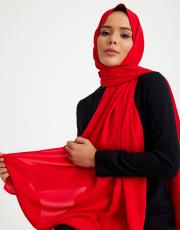 ipek krep şal kırmızı