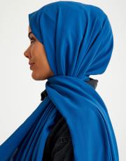 ipek krep şal koyu mavi