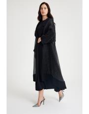 taş detaylı transparan abaya takım   siyah 3