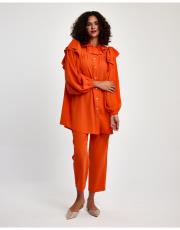 omuzları fırfırılı takım turuncu 4