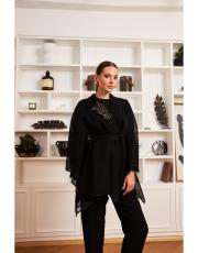 aplik detay ceket siyah