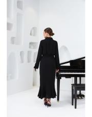 volan detaylı krep elbise siyah 5