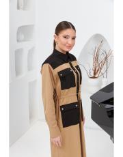 kanvas cepli elbise siyah camel