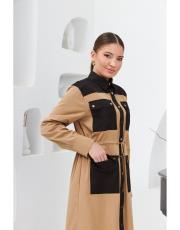 kanvas cepli elbise siyah camel 2