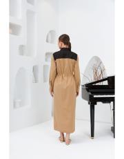 kanvas cepli elbise siyah camel 5