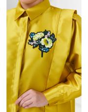 çiçek detaylı ziberlin takım yağ yeşili 2