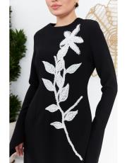 zarif çiçekli elbise siyah 2
