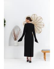 zarif çiçekli elbise siyah 5