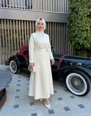 dantelli zarif abiye ekru