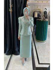 parıltılı abiye takım mint yeşili