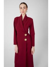 ceket yaka elbise  bordo