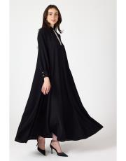 yakası taşlı elbise siyah 3