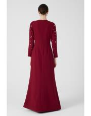 taşlı krep abiye  bordo 5