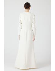 taşlı krep abiye  ekru 5