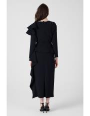 yakası taşlı fırfırlı takım  siyah 5