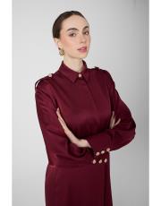 apoletli elbise bordo