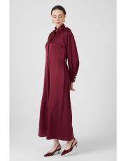 apoletli elbise bordo 3