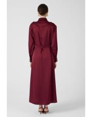 apoletli elbise bordo 5