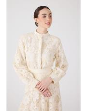 çiçekli dantel takım bej