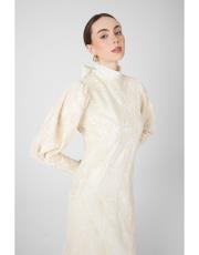 dantelli asimetrik abiye bej