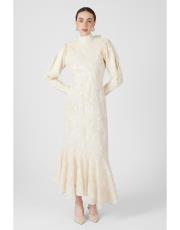 dantelli asimetrik abiye bej 2