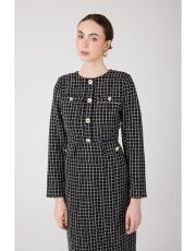 kareli tüvit elbise siyah