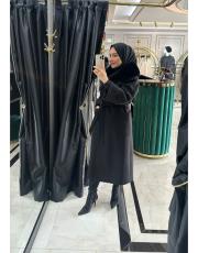 kürklü kaşe kaban siyah