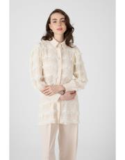 fırfır dantelli gömlek bej