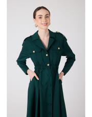 cepli önden düğmeli elbise yeşil