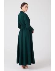 cepli önden düğmeli elbise yeşil 4