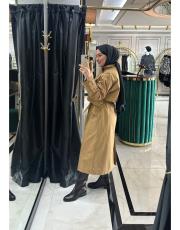 kanvas düğmeli trenç camel 3